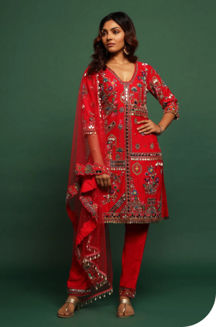 straight-pant-set cocktail-salwar-kameez